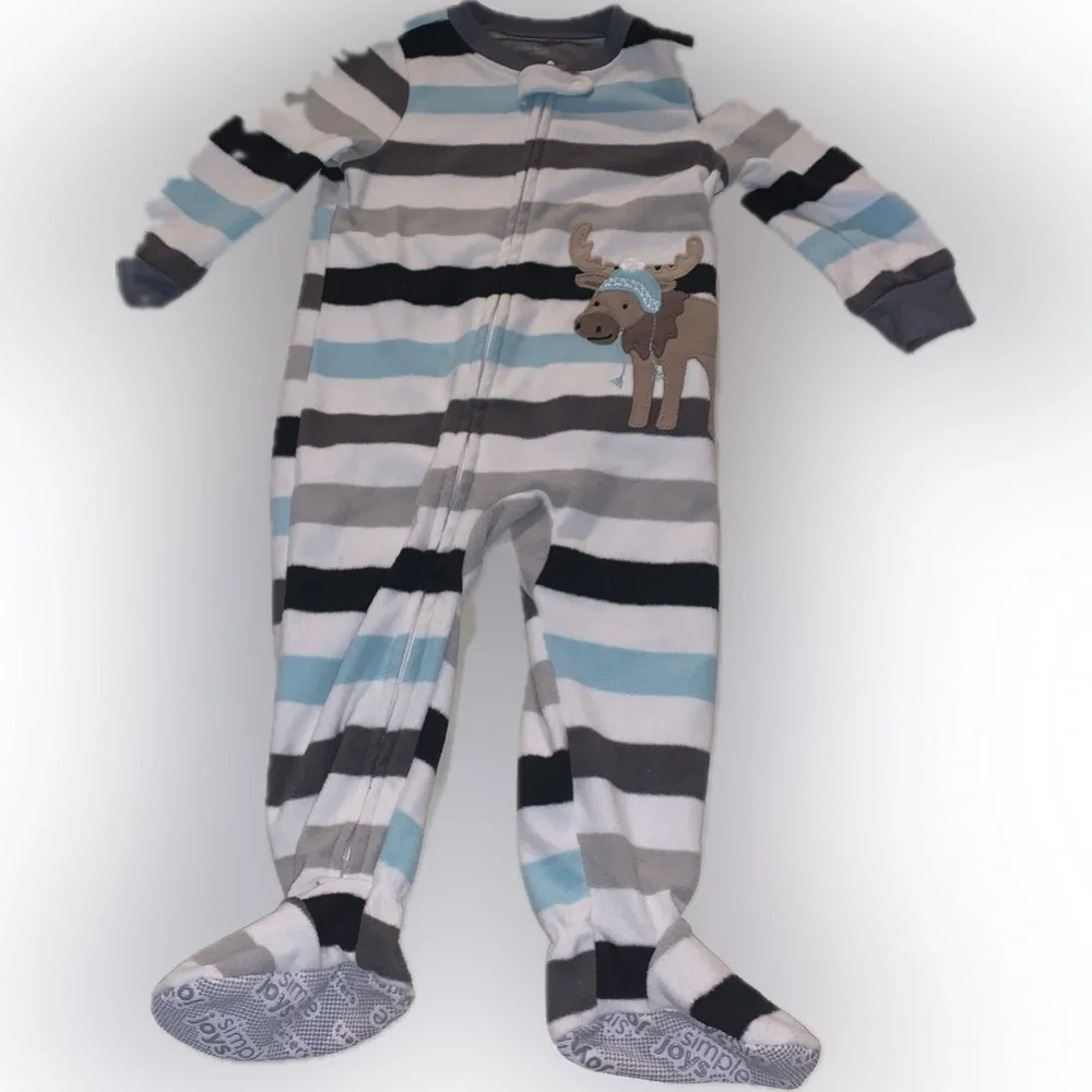 Simple Joys Carters Zip Up Snuggly Warm Fleece Sleeper Suits Footie Pajamas 12M - Picture 3 of 8